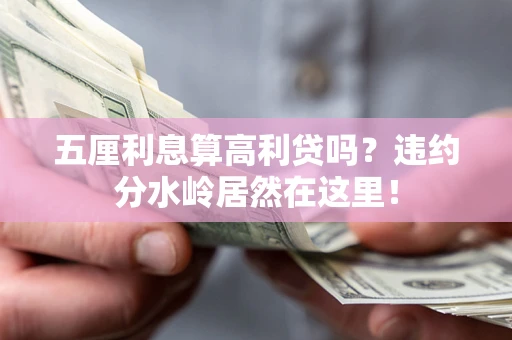 北京五厘利息算高利贷吗？违约分水岭居然在这里！